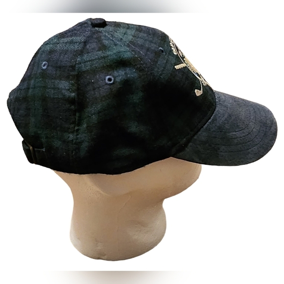 Vtg HTF Old Course St Andrews Gold Hat Green & Blue Plaid With Blue Suede Brim - Picture 4 of 9